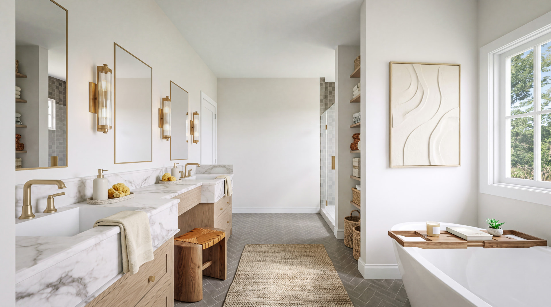 Primary Bath rendering, 5401 Moorland Lane